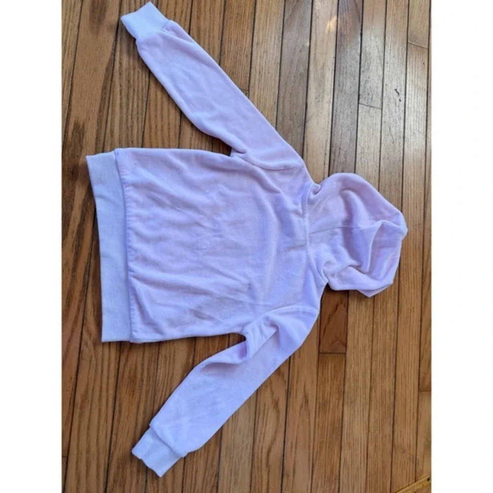 Juicy Couture Kids Pink Velour‎ Hoodie Gold Metallic Logo Pullover Size 5